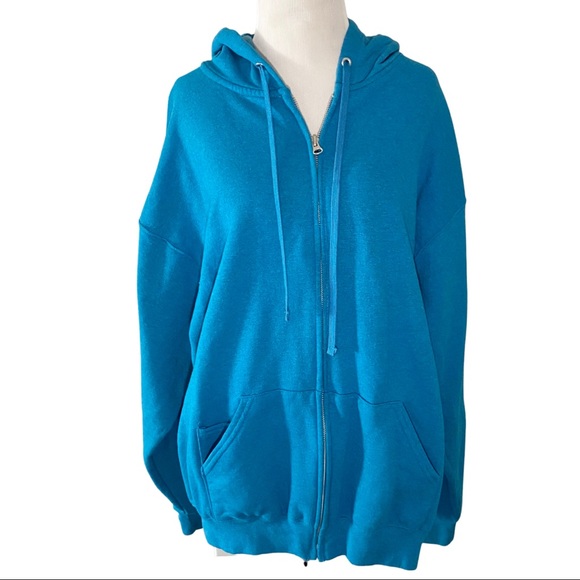 EverSoft Fleece Full Zip Hoodie Jacket Aqua Blue- Unisex - Picture 2 of 7